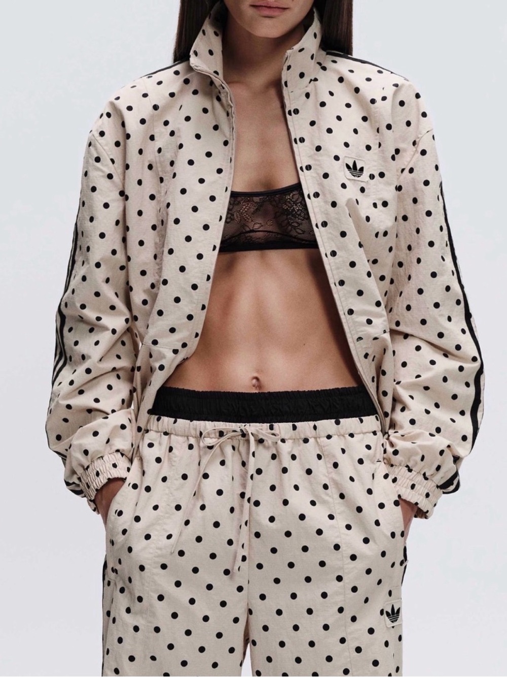 adidas Cream and Black Polka Dot Track Jacket ONLY